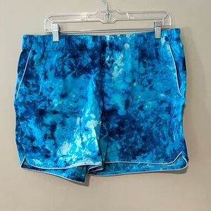 Lands End Island Turquoise Tie Dye Pajama Shorts